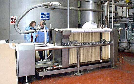 An industrial filter in a production hall