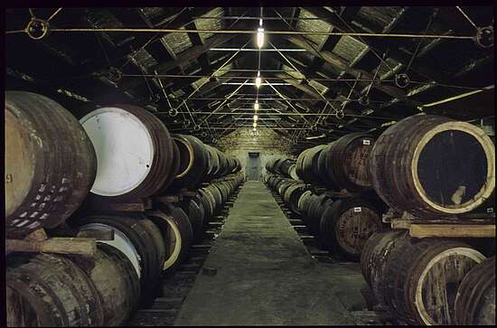 a look down a ally of the Glenglassaugh warehouse