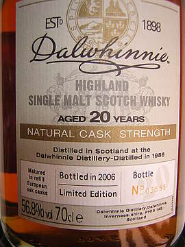 Dalwhinnie Natural Cask Strength