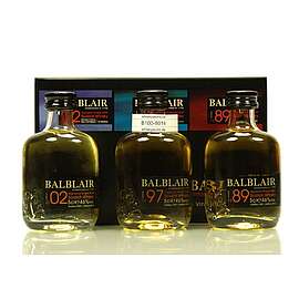 Balblair Miniaturset beinhaltet je 1 Miniatur 5cl Jahrgang 1989; 1997 & 2002 0,150 Liter