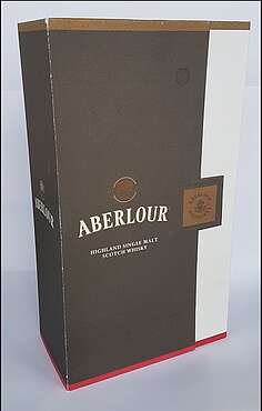Aberlour Highland Single Malt non chill-filtered  in Geschenkbox mit französischem Text und 2 tulpenförmigen Gläsern