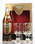 Powers Gold label with 2 Glasses
