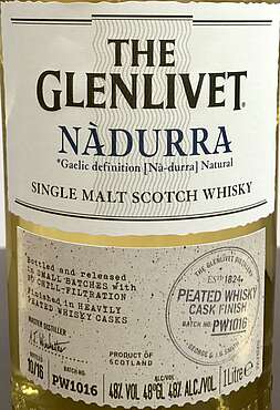 Glenlivet Nàdurra Peated Whisky Cask Finish batch PW1016
