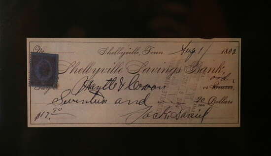 An old check with the signature of Jack Daniel's
