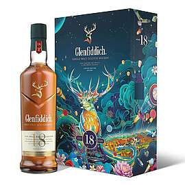 Glenfiddich Glenfiddich 18 Jahre Single Malt Scotch Whisky, 2022 Chinese New Year Limited Edition Gift Bottle & Glass Set, 70cl