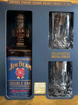 Jim Beam Double Oak mit 2 Kristallgläsern