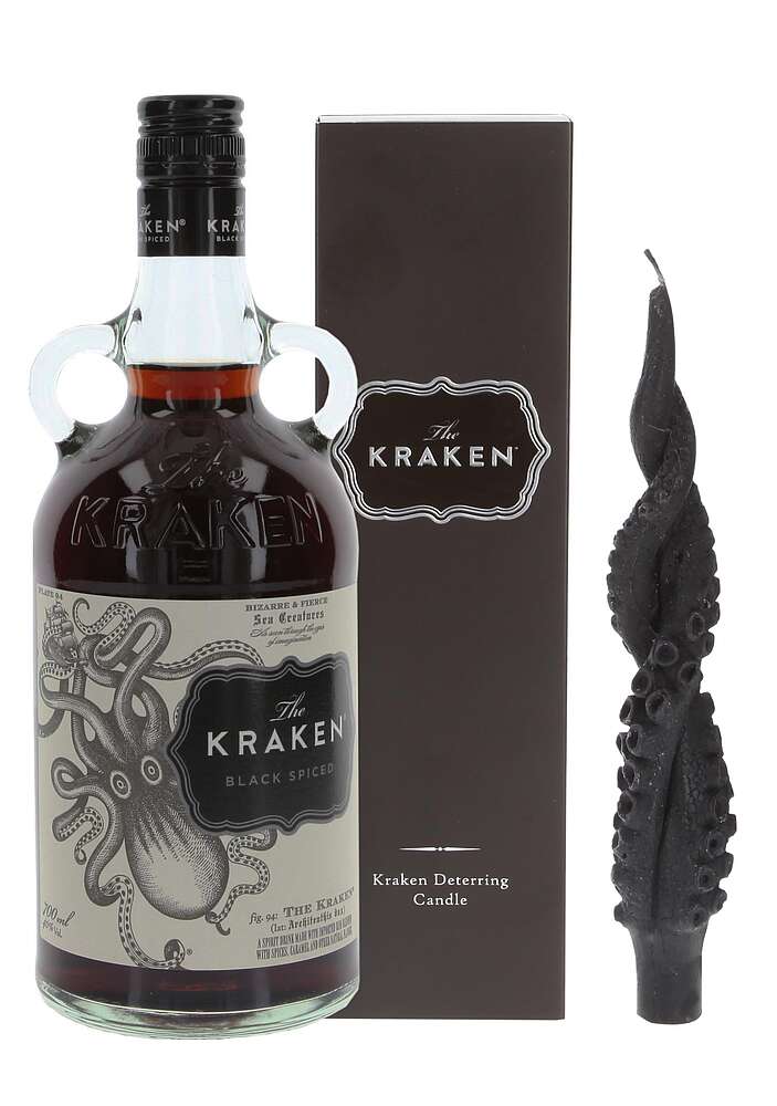 The Kraken Black Spiced Rum mit Kerze 